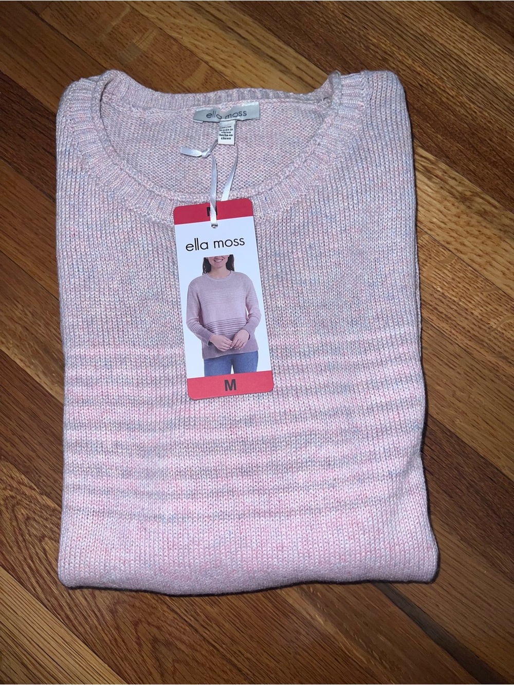 Ella Moss Dusty Pink Stripe Crewneck Sweater